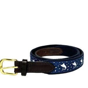 Vineyard Vines Marlin Fish Ribbon Belt Swordfish Size 30 Men's Canvas Leather